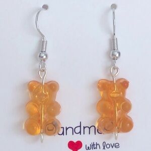 New Gummy Bear Candy Handmade Earrings Fun Novelty Gift Party Orange Summer Cute